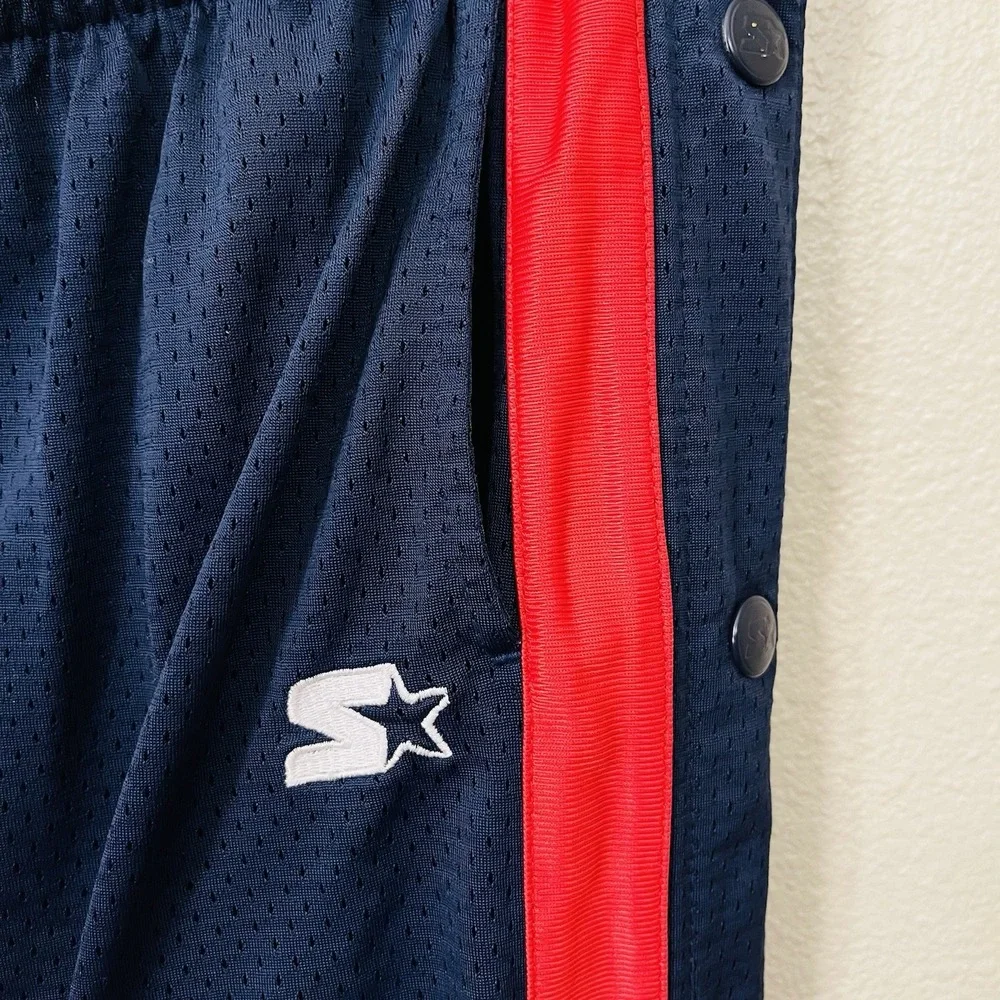 Vintage Starter Snap Button Track‎ Pants Tear Away Glam Navy Red Size S - M